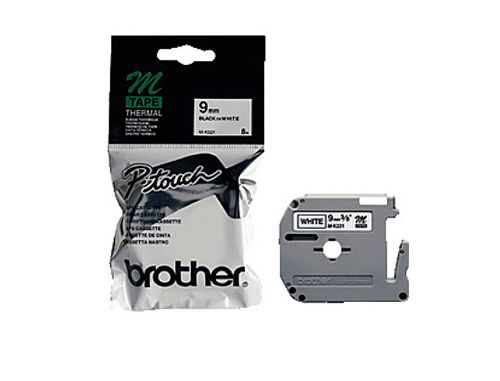 Fita brother m-k221 preto-branco 9 mm x 8 mt consumiveis para maquina de gravar pt-65/75/85/110 , Brother , 26824 , 4977766624831
